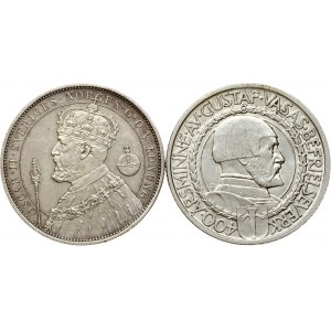 Commemorative 2 Kronor 1897 & 1921 Lot of 2 Coins