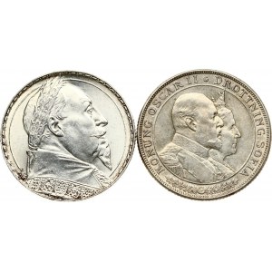 Commemorative 2 Kronor 1907 & 1932 Lot of 2 Coins