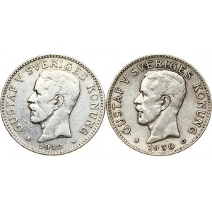 2 Kronor 1912 W & 1930 G Lot of 2 Coins
