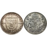 Sweden 5 Kronor 1935 Riksdag & 50 Kronor 1976 Royal Wedding Lot of 2 Coins