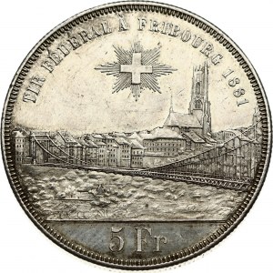 Switzerland 5 Francs 1881 Fribourg Shooting Festival