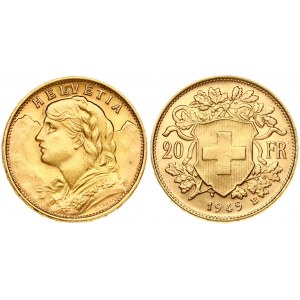 Switzerland 20 Francs 1949 B Vreneli