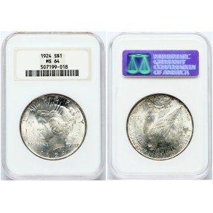 USA 1 Dollar 1924 Philadelphia NGC MS 64
