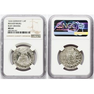 Prussia Ort 1624 NGC MS 64 ONLY 5 COINS IN HIGHER GRADE