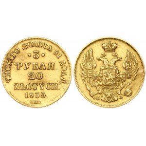 Russian for Poland 3 Roubles - 20 Zlotych 1835 СПБ-ПД (R2)