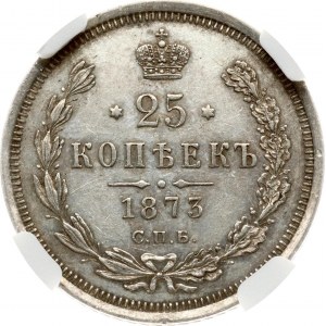 Russia 25 Kopecks 1873 СПБ-НІ (R1) NGC AU 55 ONLY 4 COINS IN HIGHER GRADE