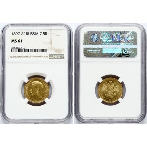 Russia 7.5 Roubles 1897 АГ NGC MS 61