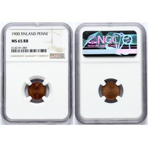 Russia for Finland 1 Penni 1900 NGC MS 65 RB ONLY 3 COINS IN HIGHER GRADE
