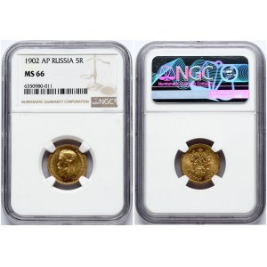 Russia 5 Roubles 1902 AP NGC MS 66