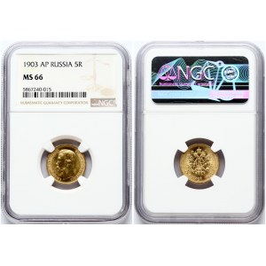 Russia 5 Roubles 1903 (АР) NGC MS 66