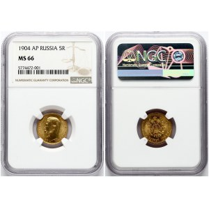 Russia 5 Roubles 1904 AP NGC MS 66