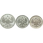 Russia 10 - 15 Kopecks 1907-1915 Lot of 3 Coins