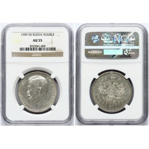 Russia Rouble 1909 ЭБ (R) NGC AU 55