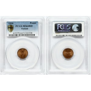 Russia For Finland 1 Penni 1916 PCGS MS 64RD