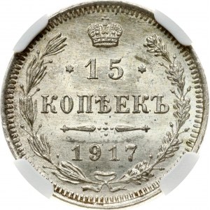 Russia 15 Kopecks 1917 ВС (R) NGC MS 64+