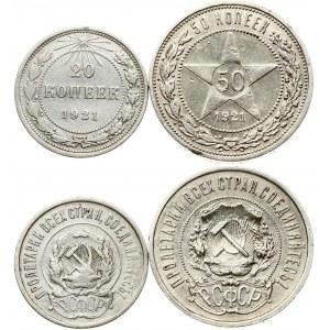 Russia 20 Kopecks 1921 & 50 Kopecks 1921 АГ Lot of 2 Coins