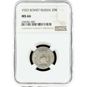 Russia 20 Kopecks 1923 NGC MS 66