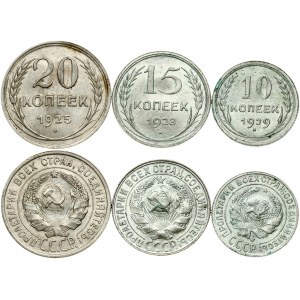 Russia 10 - 20 Kopecks (1925-1929) Lot of 3 Coins