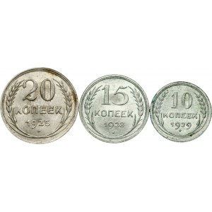 Russia 10 - 20 Kopecks (1925-1929) Lot of 3 Coins