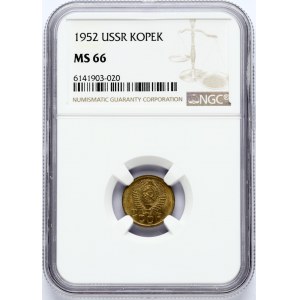 Russia 1 Kopeck 1952 NGC MS 66 ONLY 3 COINS IN HIGHER GRADE