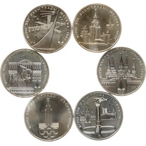 Russia 1 Ruble (1977-1980) Olympic Set of 6 Coins