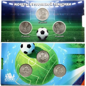 Russia 25 - 100 Roubles 2018 Football Themed Coins SET Lot of 3 Coins & Banknote