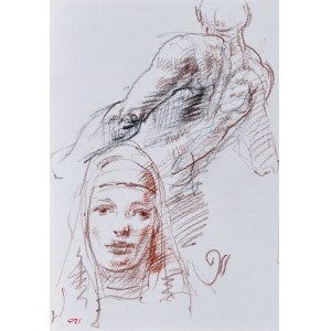 Dariusz KALETA Dariuss (geb. 1960), Kopf einer Frau mit Kopftuch und männlicher Akt