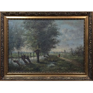 Artist unspecified, 19th century, Landscape with staffage