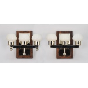 A pair of triple candle sconces