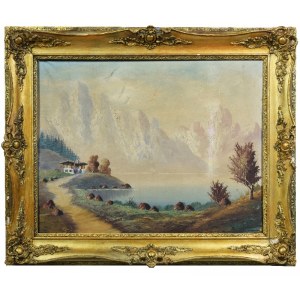 Artist unspecified, 20th century, Landscape with mountains
