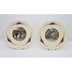 SARREGUEMINESS, Zwei bedruckte Platten aus Obernai