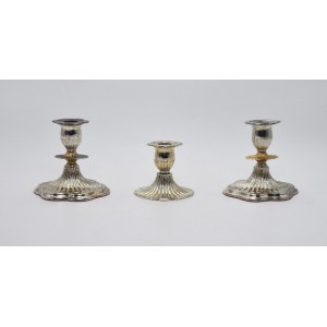 Set of cannelled candlesticks 3 pcs. - matched