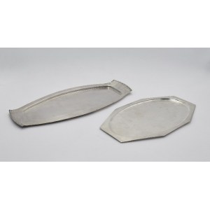 Two art déco oblong trays