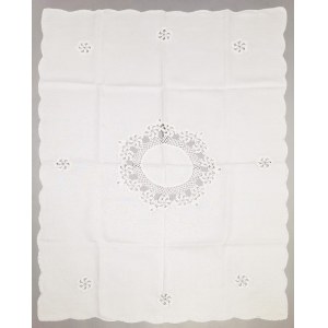 Tablecloth with crochet inserts