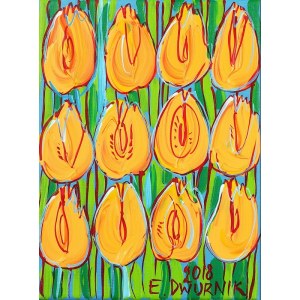 Edward Dwurnik, Yellow tulips, 2018