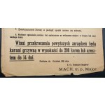 Oznámenie o hygienických záležitostiach z roku 1916. Piotrków