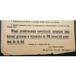 Announcement on sanitary matters from 1916. Piotrkow