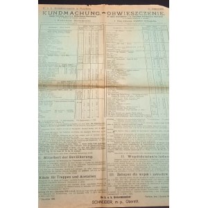 Oznámení v návaznosti na nařízení císařského a ústředního vojenského gubernia - Ceny stanovené pro rok 1916