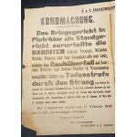 Announcement regarding the sentence of the court and the death penalty Piotrkow 1916