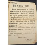 Ogłoszenie dotyczące wyroku sądu i kary śmierci Piotrków 1916