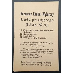 Election leaflet of the National Election Committee of the Working People List No. 7