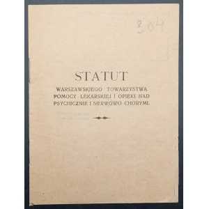 Statut der Warschauer Gesellschaft für medizinische Hilfe und Pflege der Geistes- und Nervenkranken Jahr 1900