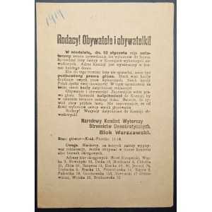 Odezwa do rodaków Narodowego Komitetu Wyborczego Stronnictw Demokratycznych Blok Warszawski ENDECJA