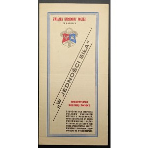 Ulotka Towarzystwa Bratniej Pomocy Związek Narodowy Polski w Ameryce ok.1929 rok