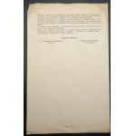 Proklamation des Komitees für den Bau des Hauses der Förster in Warschau 1930.