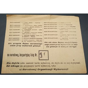 Election leaflet for the parliament of the national, non-partisan list No. 10
