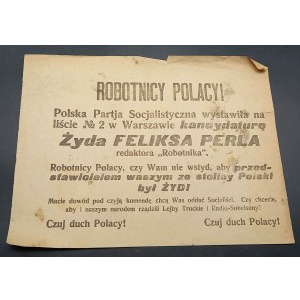 Proclamation to Polish Workers on the candidacy of the Jew Felix Perl for the Diet ENDECJA