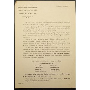 Flugblatt des Bürgerkomitees für den Kauf eines Hauses zum Gedenken an den langjährigen Wohnsitz von Józef Piłsudski Jahr 1939