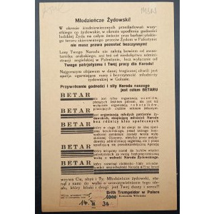 Ulotka do młodzieńców żydowskich Brith Trumpeldor w Polsce Komenda Wileńska 1936 r.
