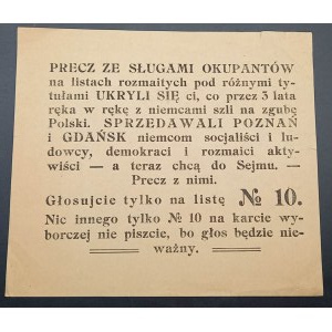 Ulotka wyborcza wzywająca do głosowania na Listę Nr 10 ENDECJA